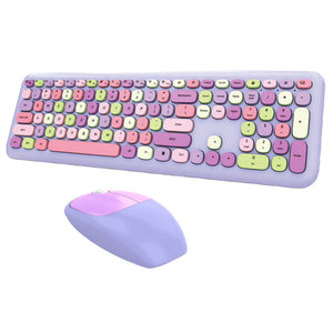 2.4Ghz Wireless Macaron Color Combo Keyboard Mouse Multimedia