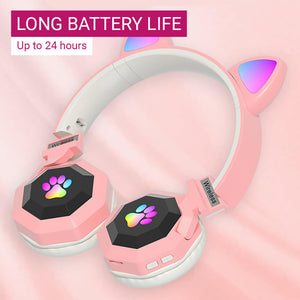 Wireless Neko Headphones Mic Kiddo RGB Battery Life
