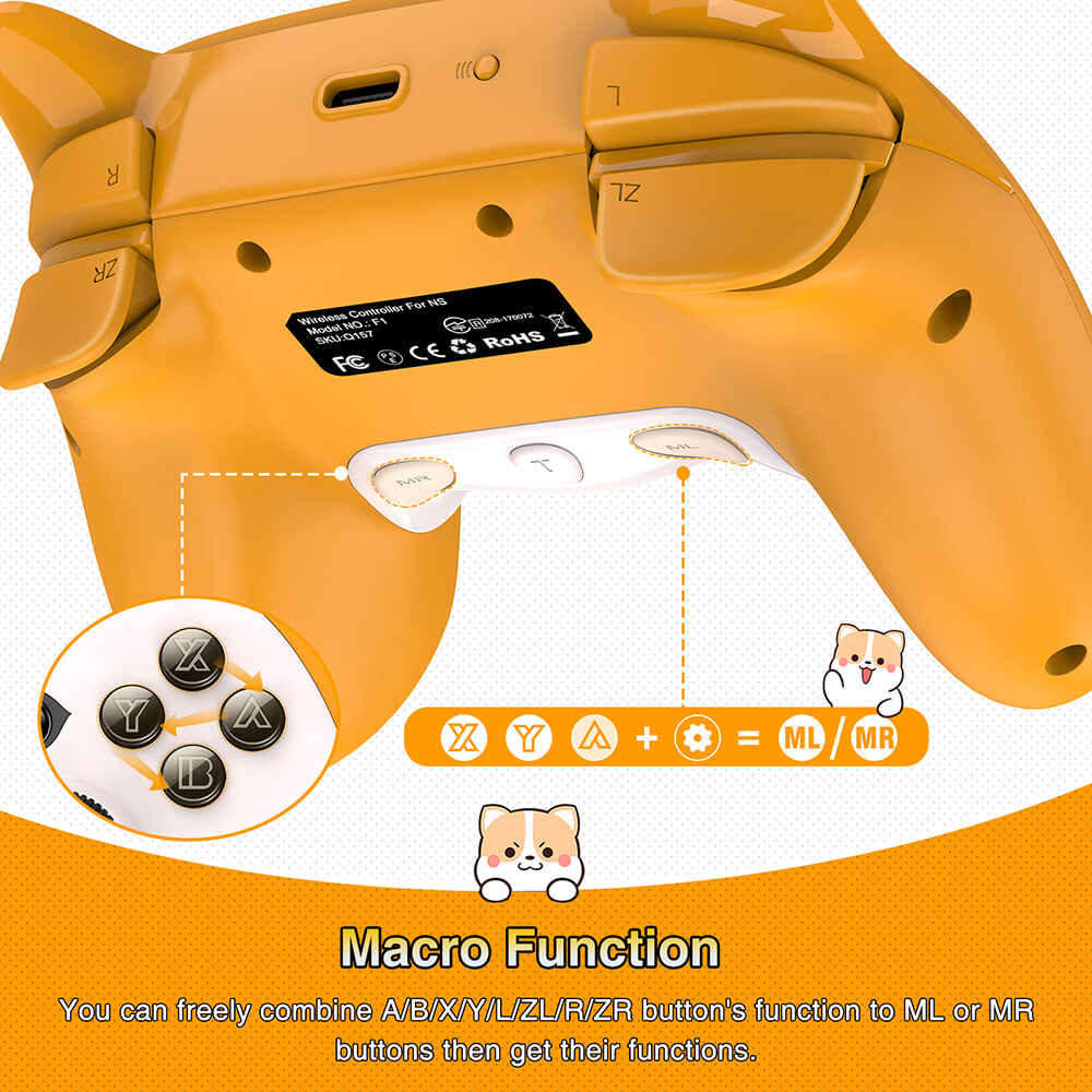 Wireless Puppy Ear Controller Vibration Macro Customization Turbo Switch
