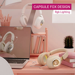 Wireless Space Capsule Music Fox Headphones RGB Foxy Design