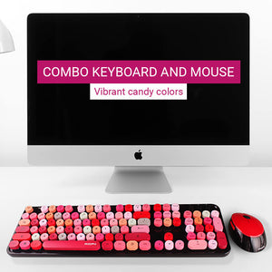 2.4Ghz Wireless Vibrant Candy Shades Combo Keyboard Mouse Multimedia Multi-Color