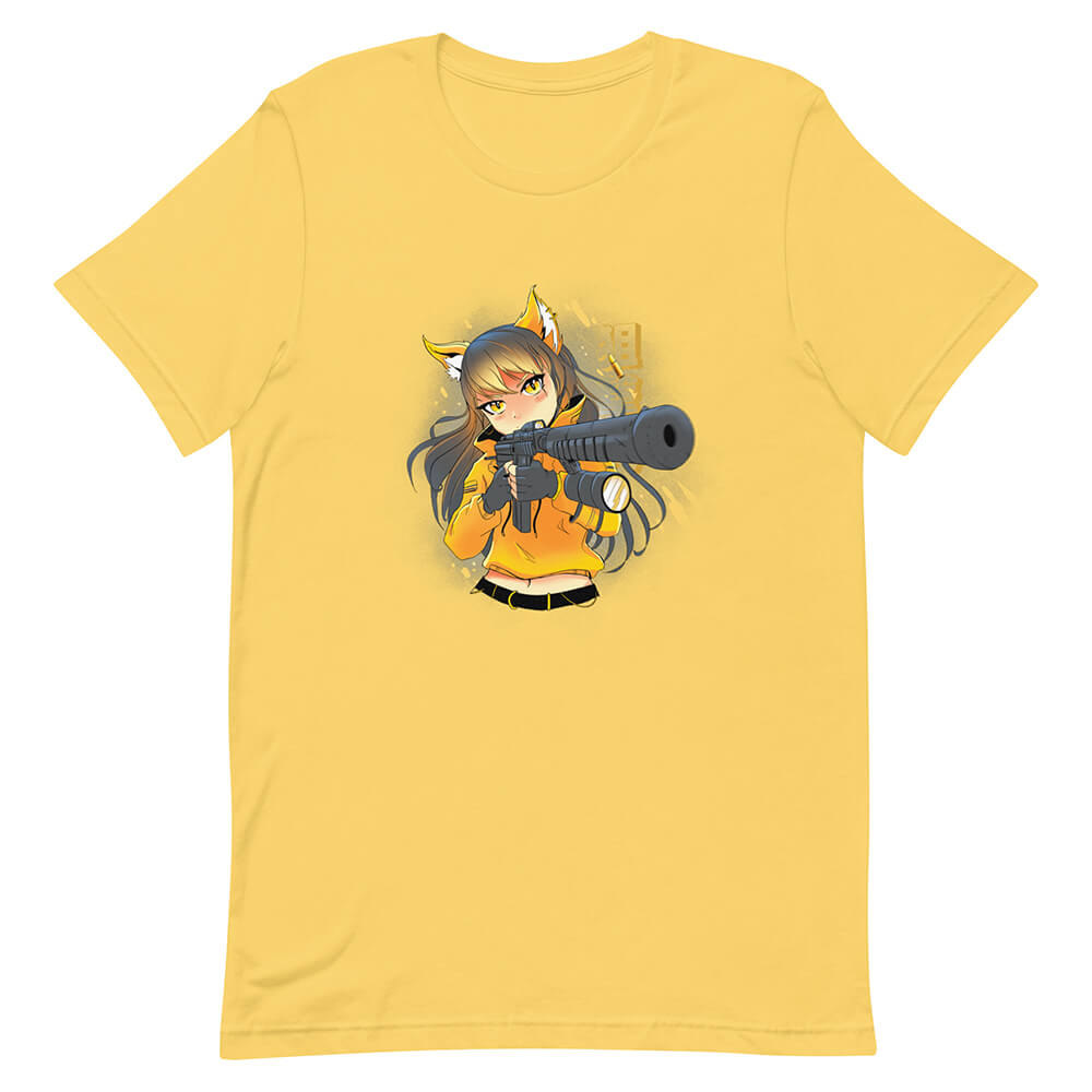 Yellow Cute Army Anime Fox Girl Shirt War Weapon