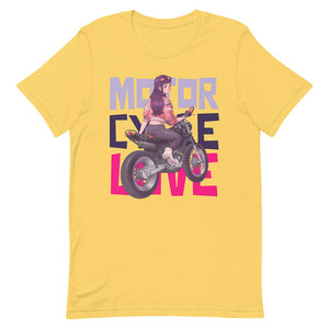 Yellow Cute Biker Girl Shirt Motorcycle Love