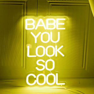 Yellow Glowing Cool Babe Neon Sign LED Light