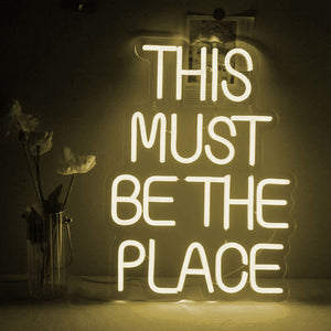 Yellow Glowing Right Place Neon Sign LED Light