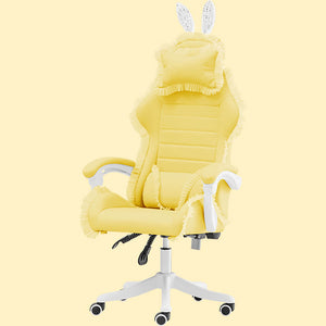 Yellow Lace Removable Bunny Ear Gaming Chair Reclining Backrest