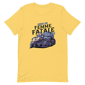 Yellow Purple Hair Femme Fatale Catsuit Shirt Sports Car
