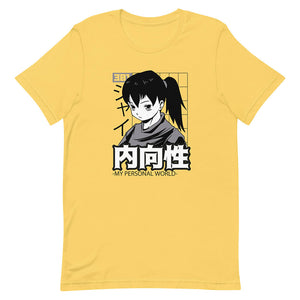 Yellow Thinking Black Hair Ponytail Girl Shirt Inner World